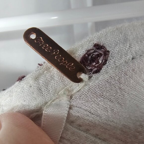 Free People White Plum Peasant Blouse Boho Embroidered Gypsy Hippie M - Picture 8 of 11